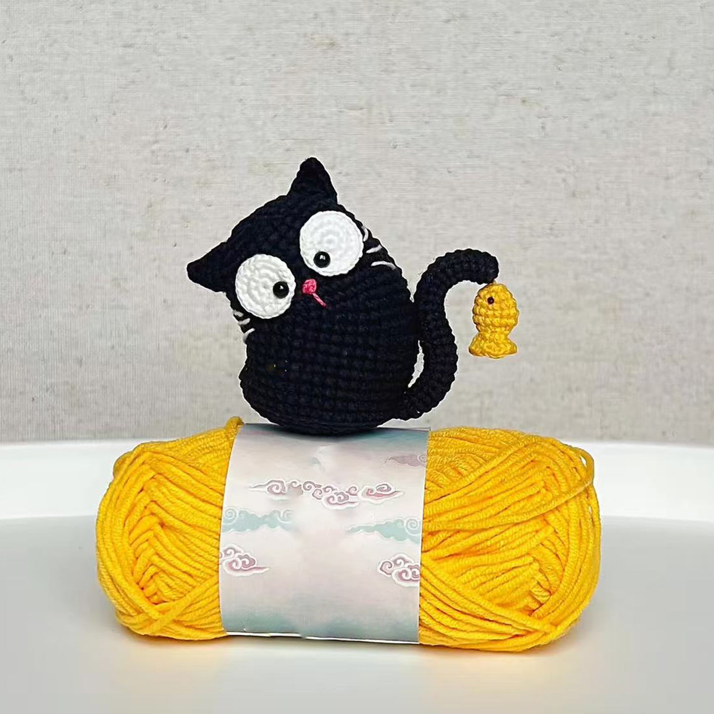 diy wool Kitten fishing doll