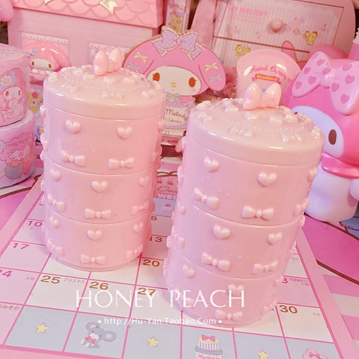 Pink love bow girl heart desktop jewelry storage box