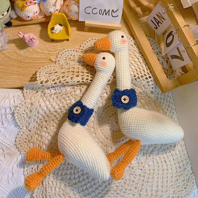 DIY crochet woolen white goose doll pendant