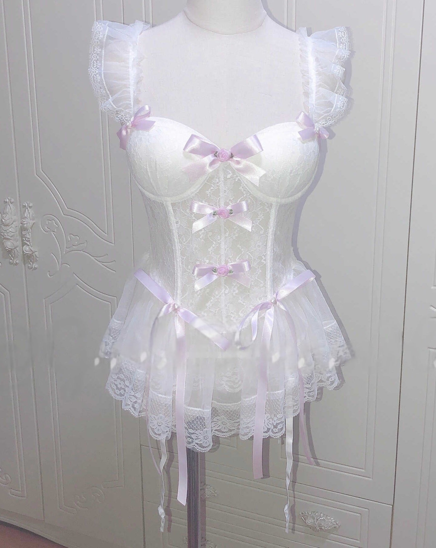 Dollete Bow Lace Fishbone Corset