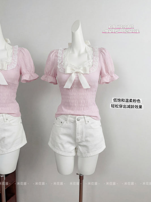 pink coquette bow shirt