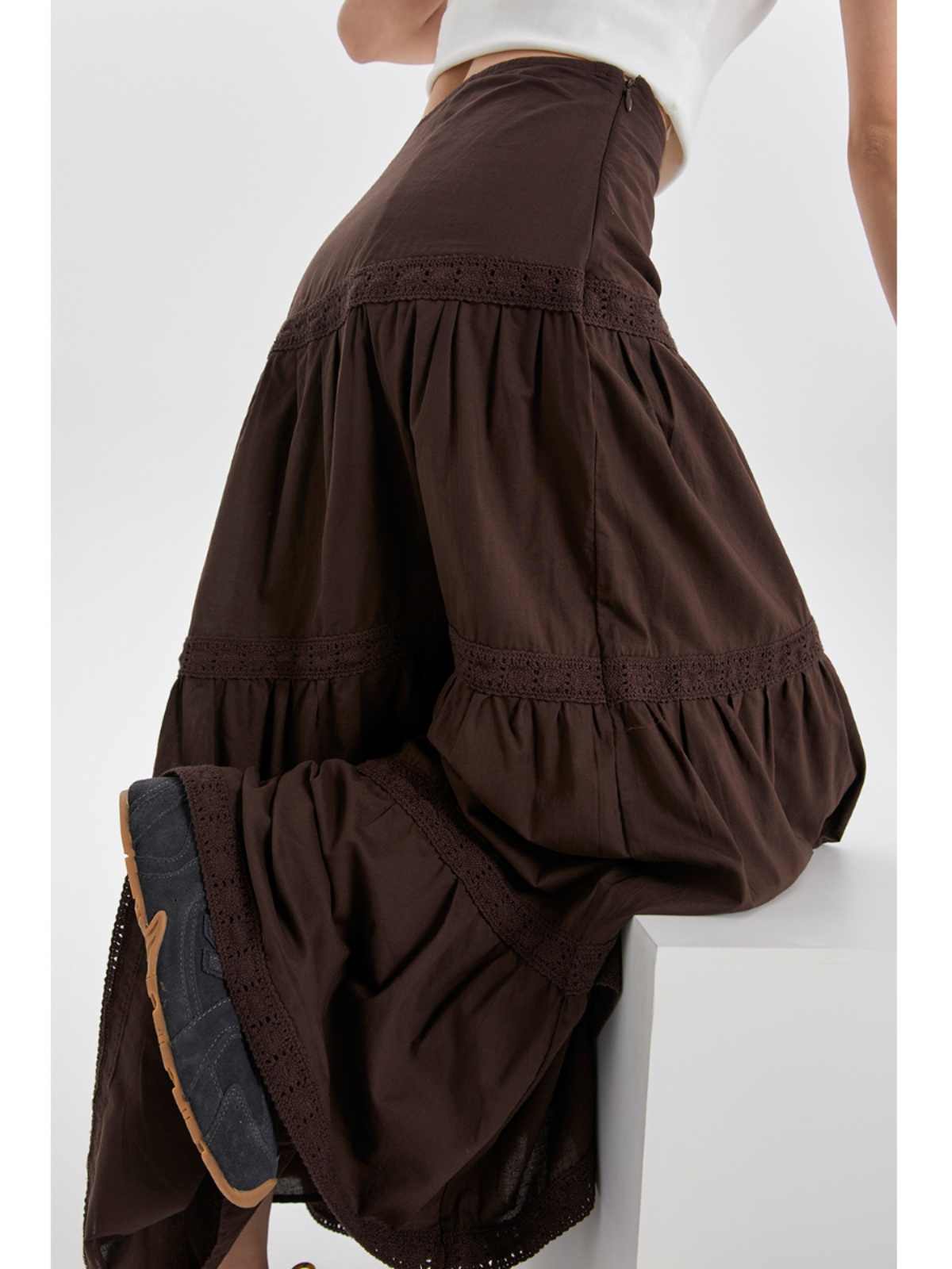 Fairy Grunge Brown Maxi Skirt