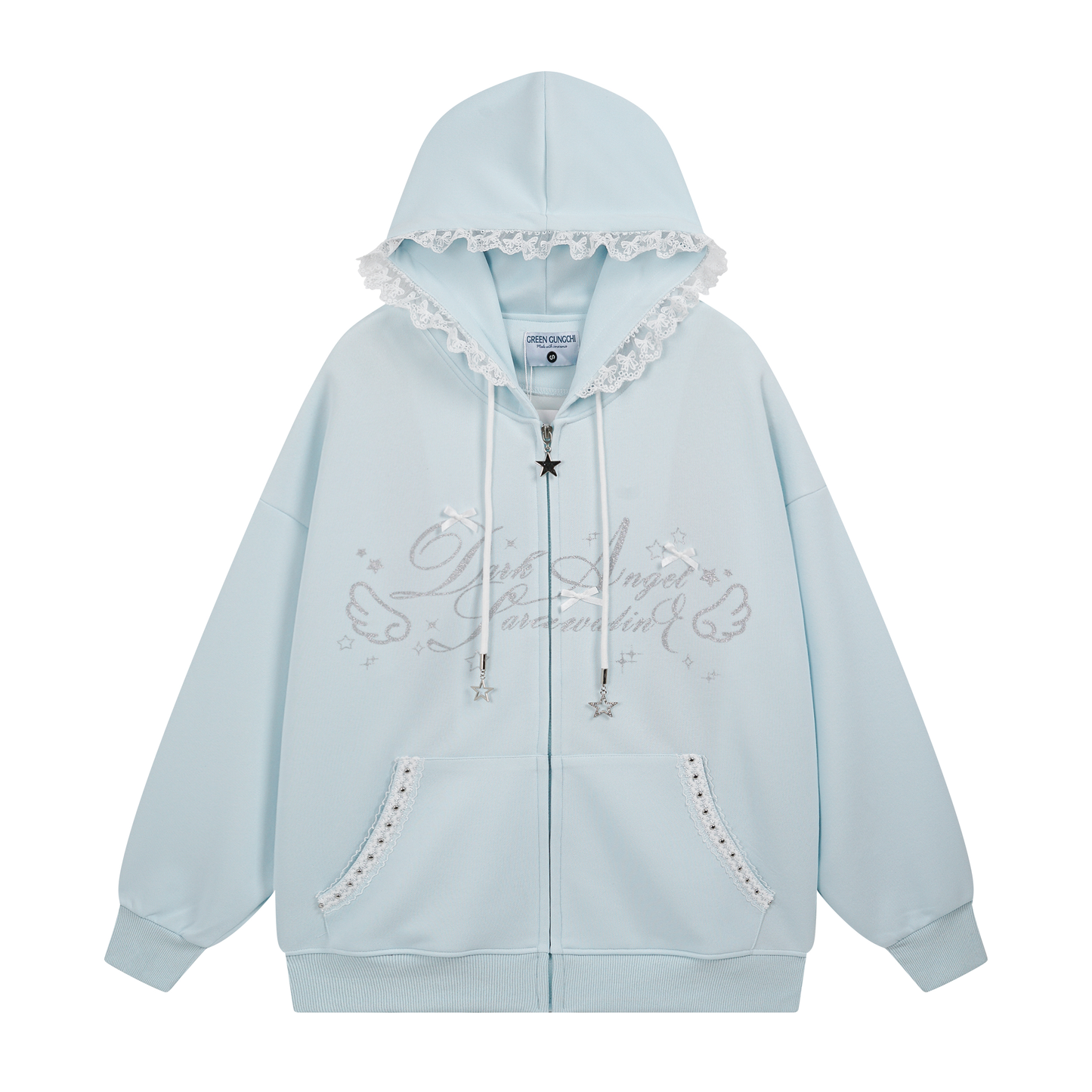 coquette lace bow hoodie jacket