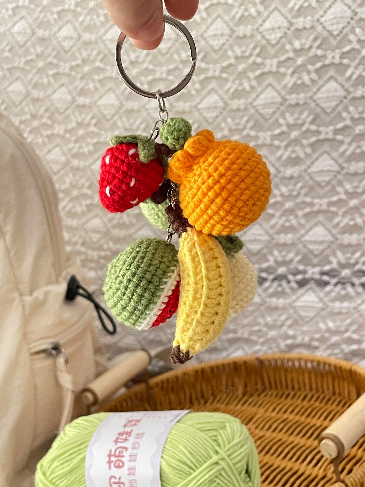 diy crocheted bunch of fruit pendant kit