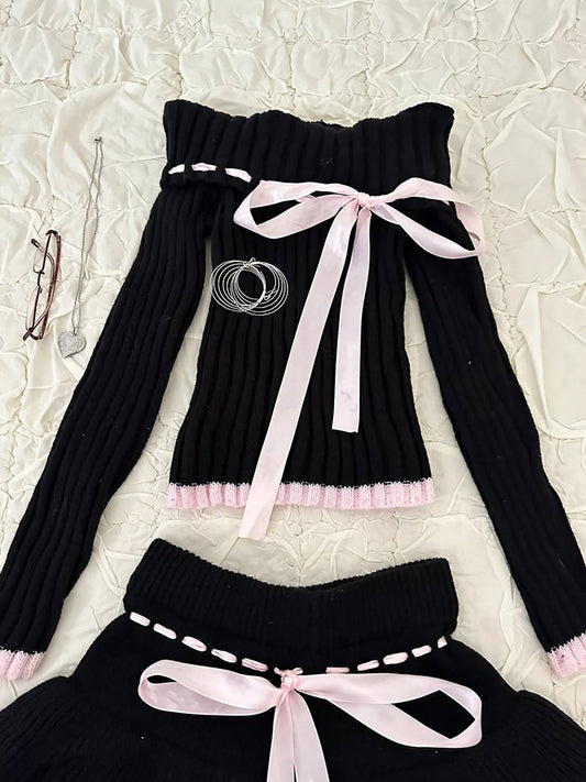 dark coquette bow sweater