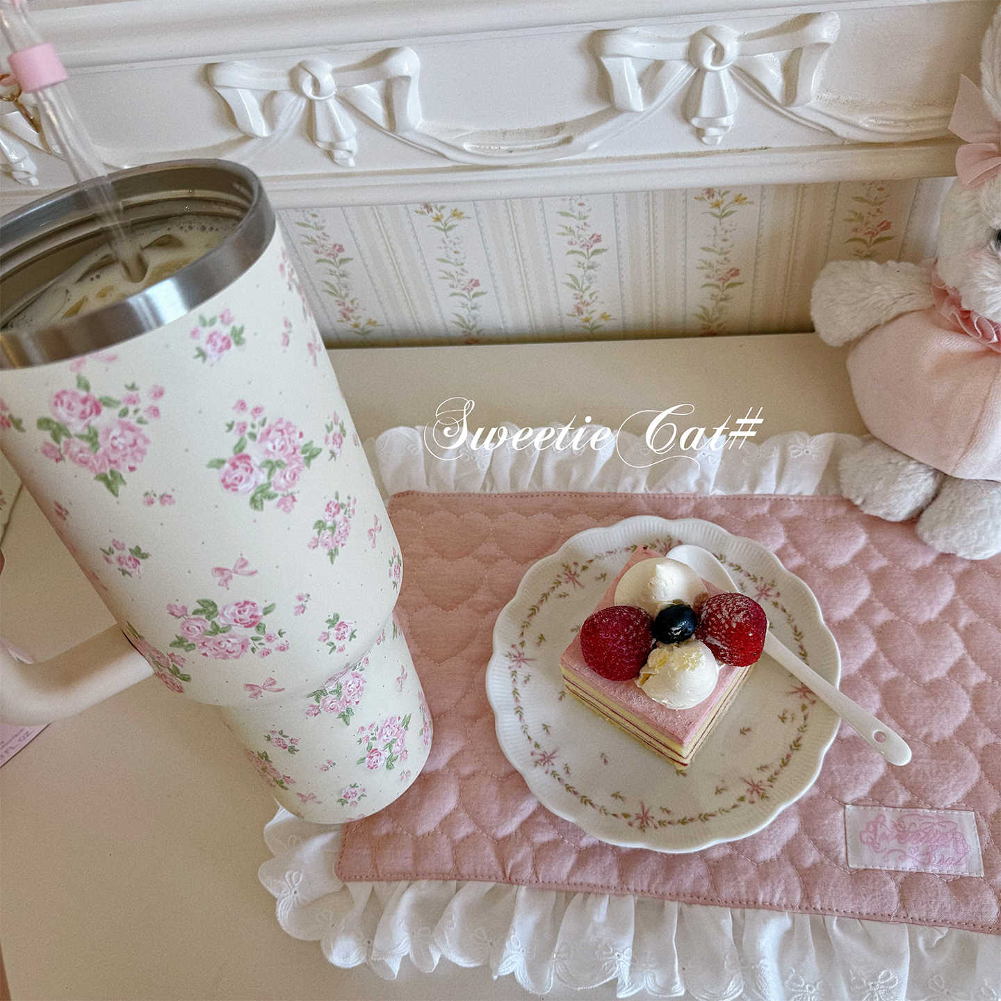 Floral Large Capacity Steel Car Cup