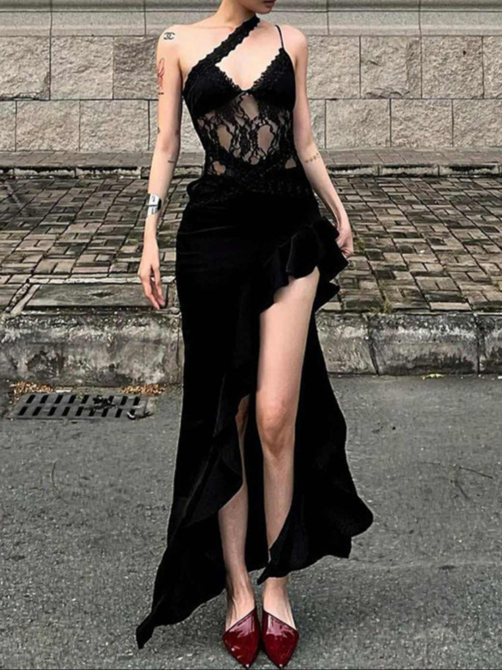 Lace Backless Dark Coquette Dress