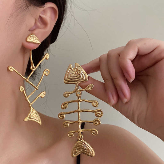 Fishbone Exaggerated Earrings