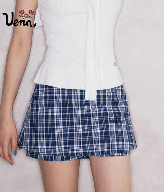 Retro Navy Plaid Dress
