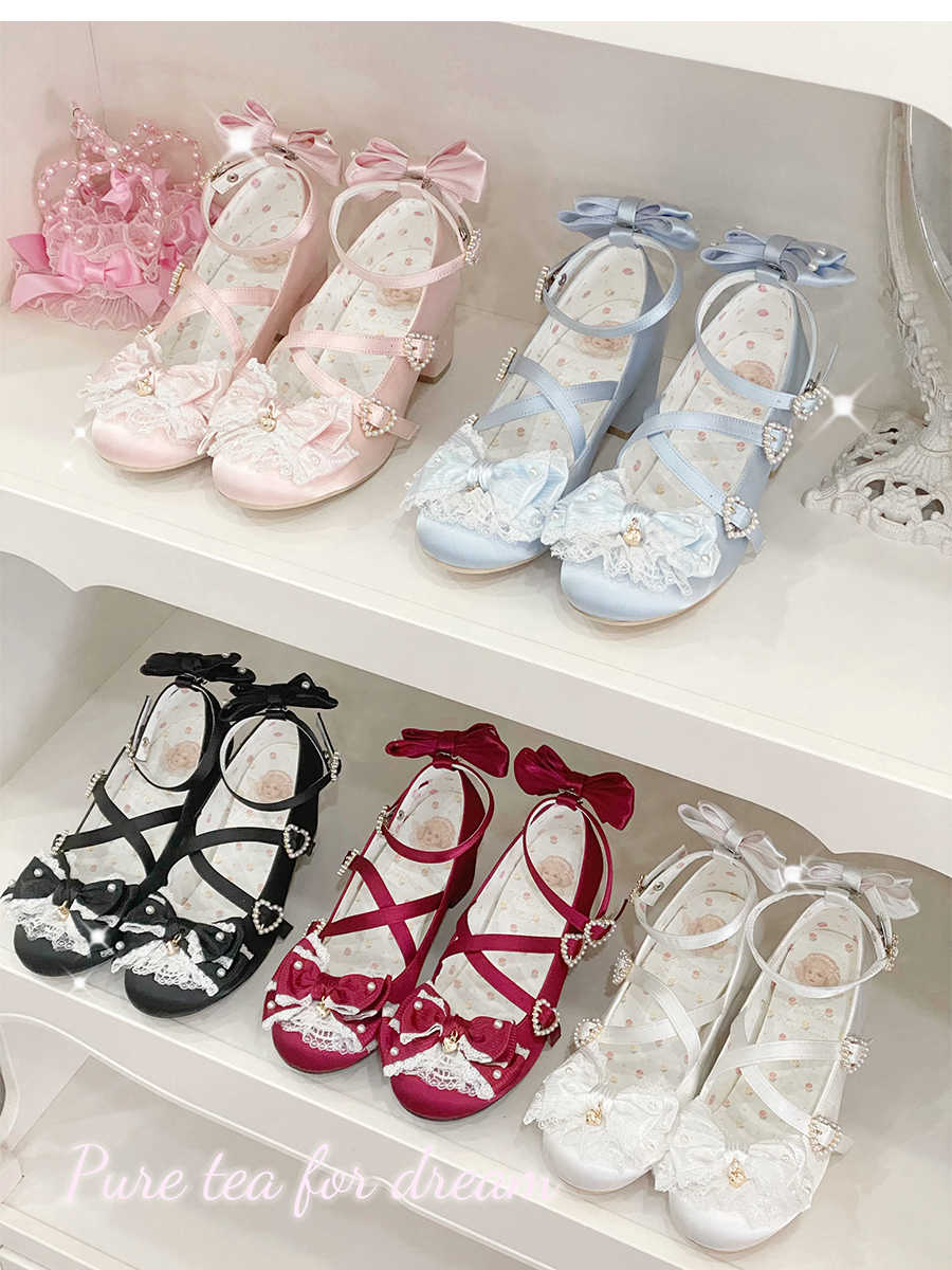 Satin Lace Flower Lolita Shoes