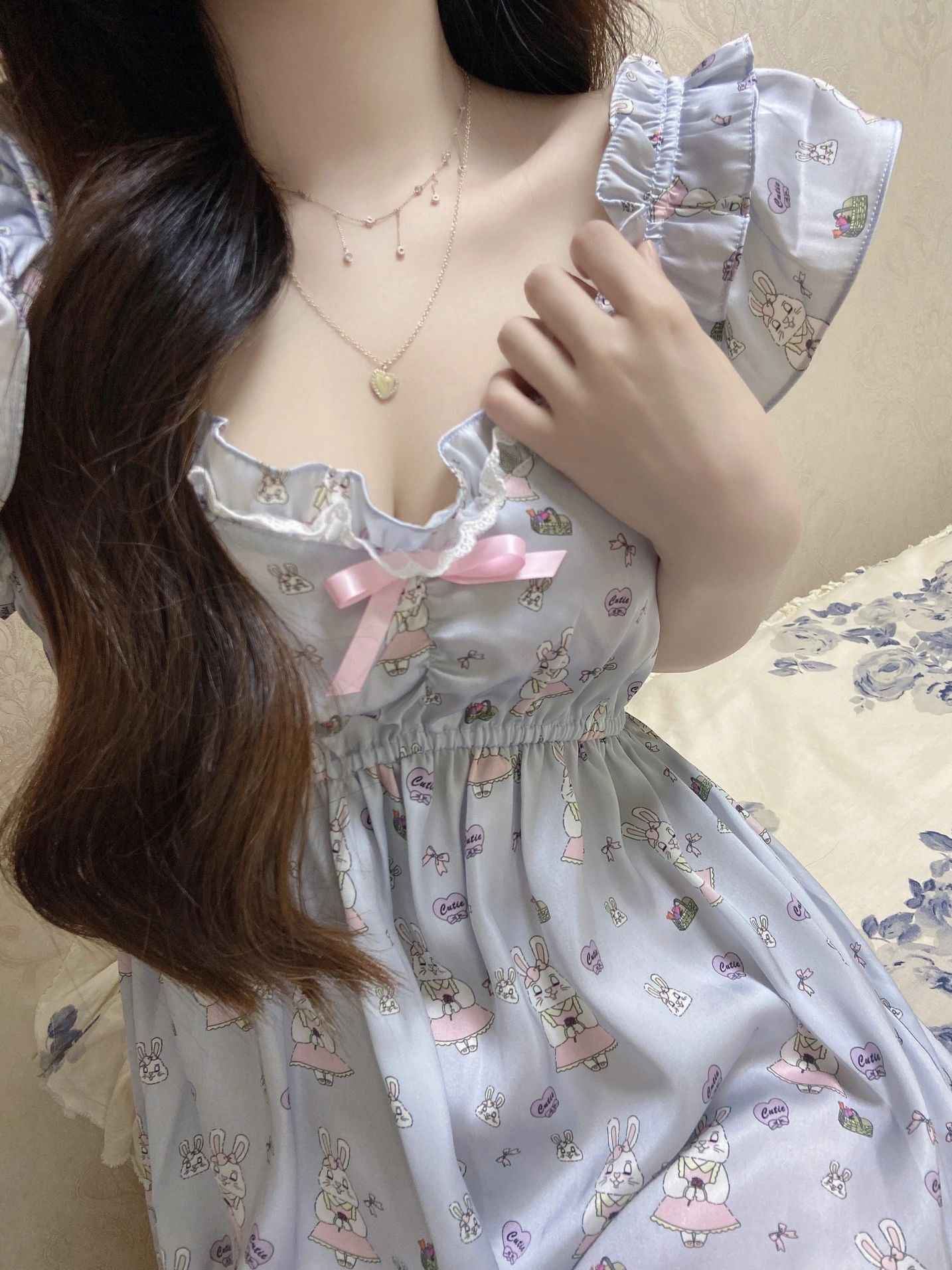 Gray Blue Lace Pajamas
