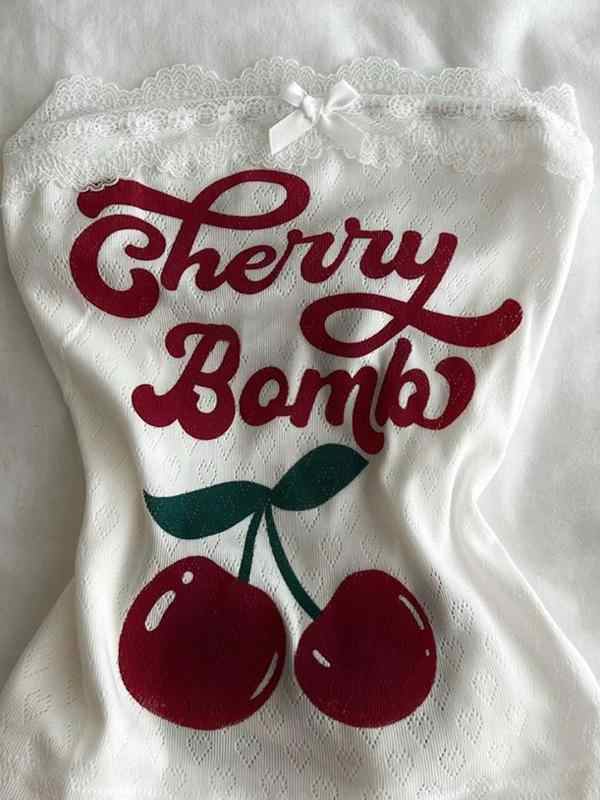 Cherry Printed Crop Top
