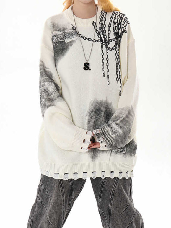 Grunge Gradient Chain Sweater