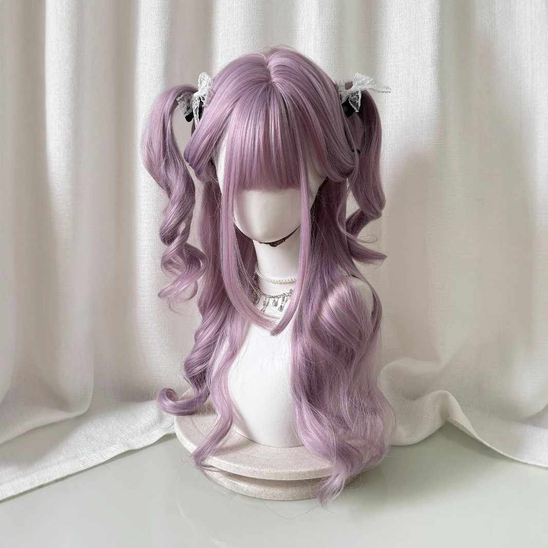 Purple Sideburns Long Curly Wig