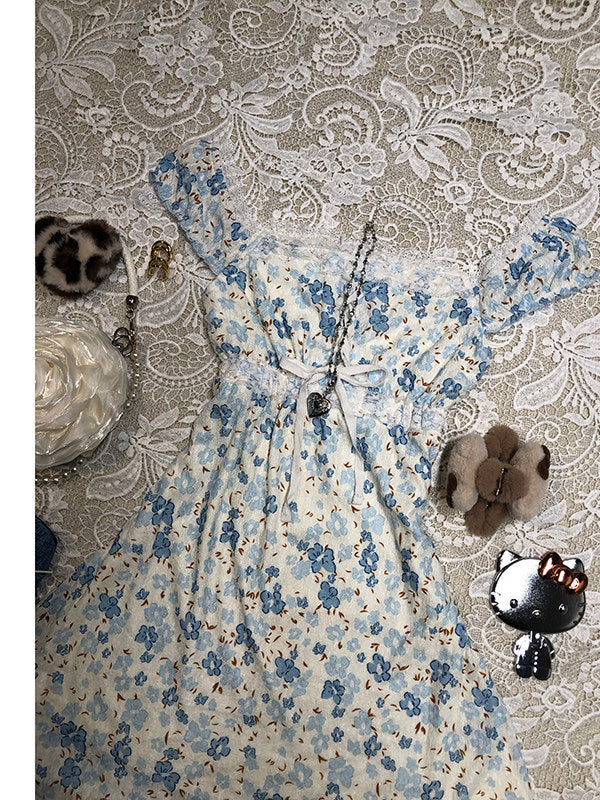 blue floral dress