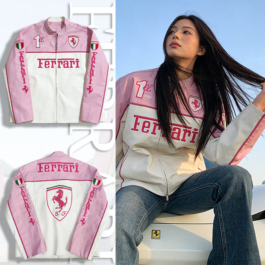 Racing-style leather moto jacket