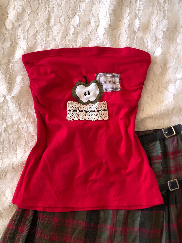 retro red apple crop top