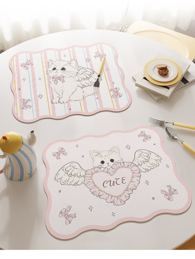 Cute Kitchen Countertop Drainage Anti-scalding Dinner Plate Mat