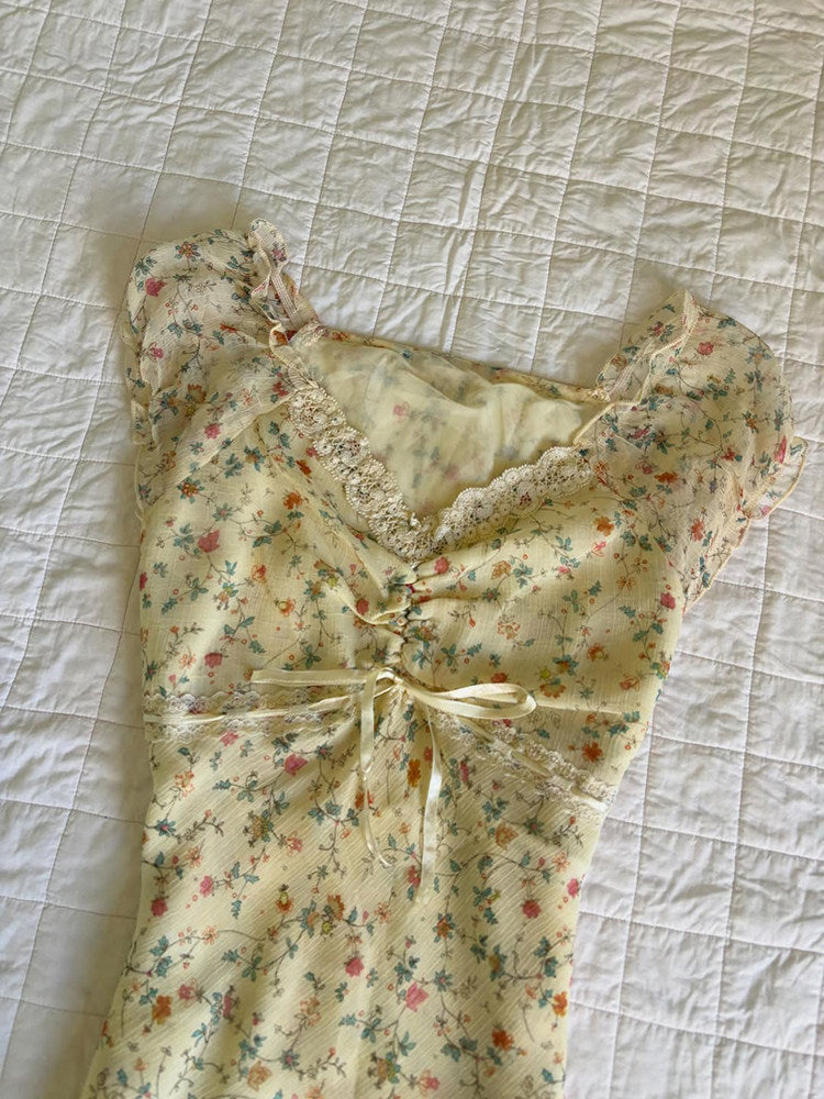 vintage yellow floral shirt