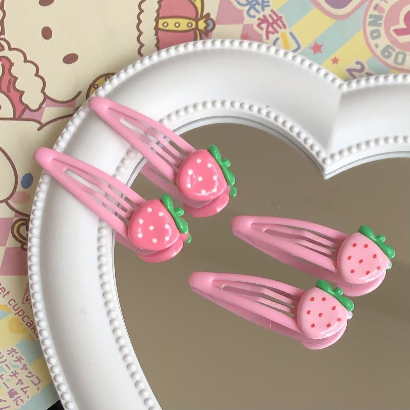 pink strawberry kawaii hair accessories