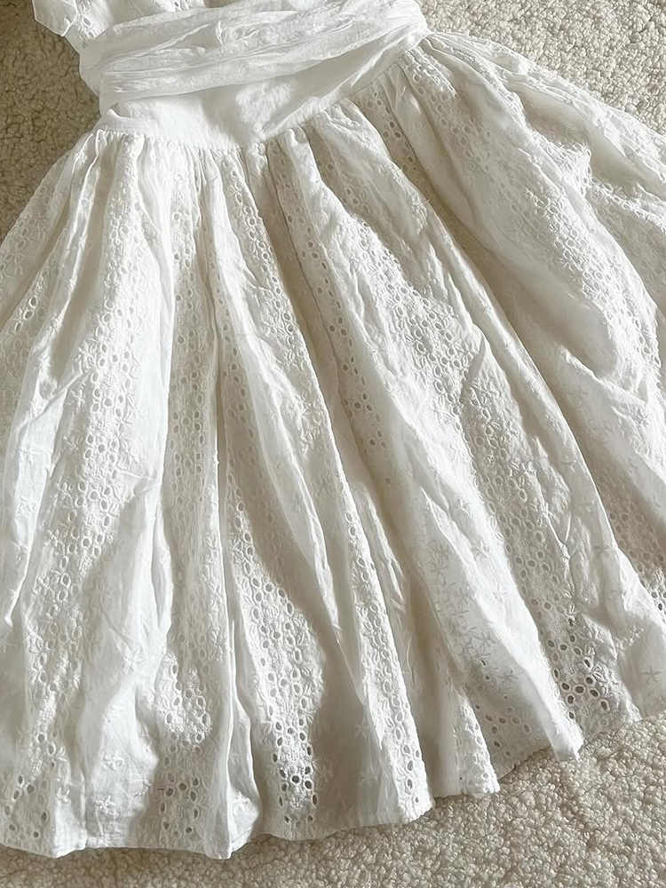 French Retro White Lace Dress