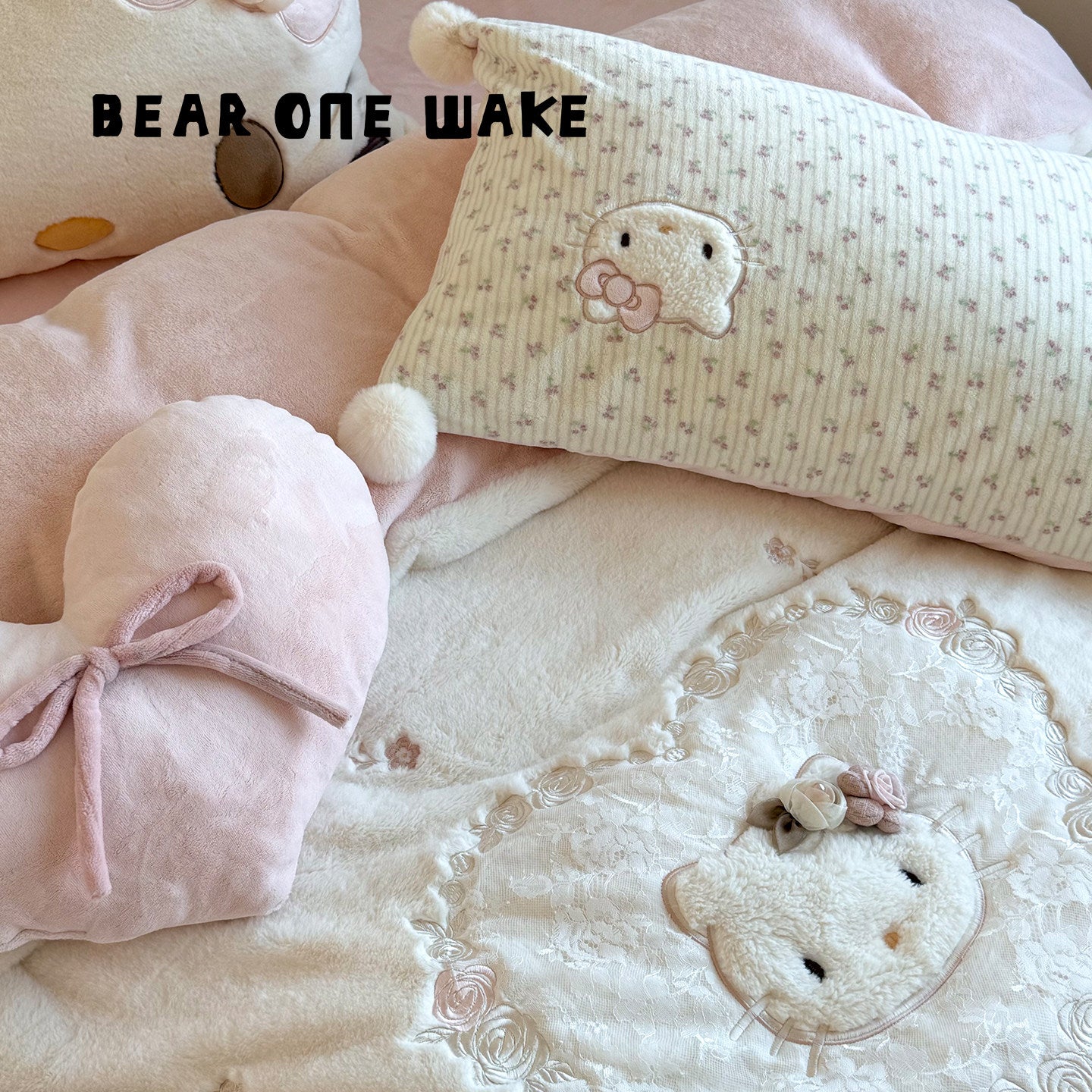 Girly Heart KT Cat Bed Four Piece Set