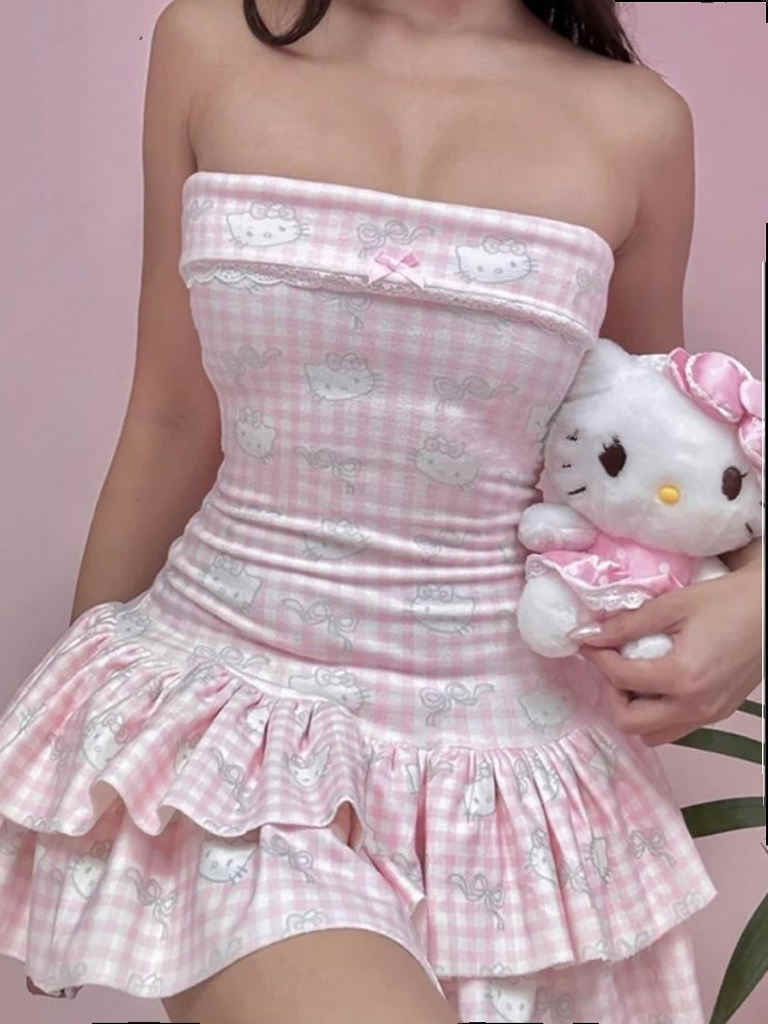 Kitty Printed Tube Top Dress