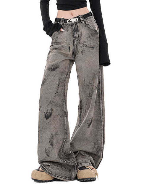 Grunge Grey Wide-leg Jeans