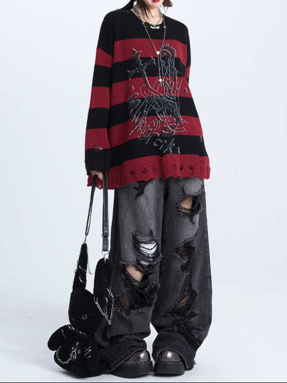 Goth Red Pullover Sweater