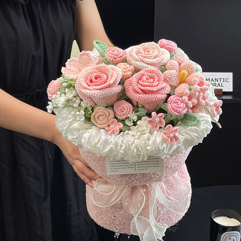 Hand-knitted bouquet birthday gift