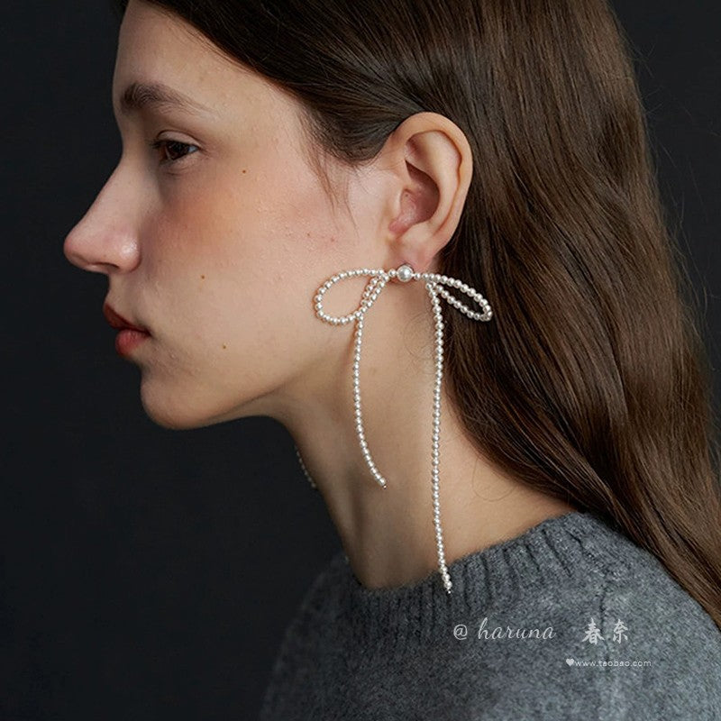 bow pearls kawaii earrings