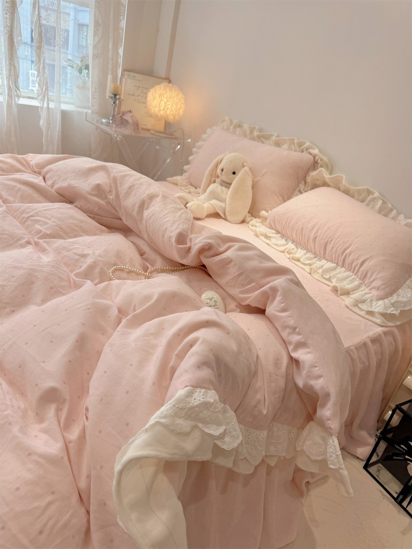 Milk pink bed sheet set of four