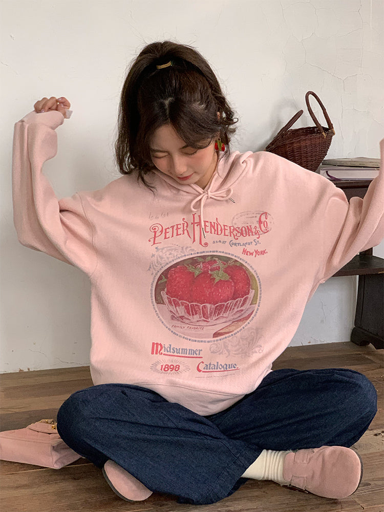 strawberry coquette bow hoodie