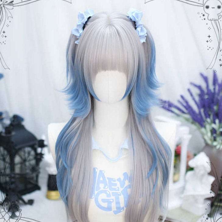 Lolita Gray&Blue Long Wig