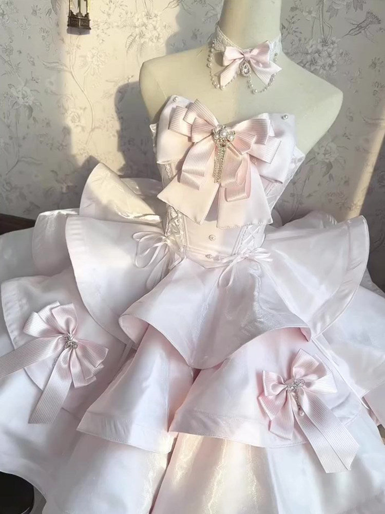 coquette pink bow cake princess dress