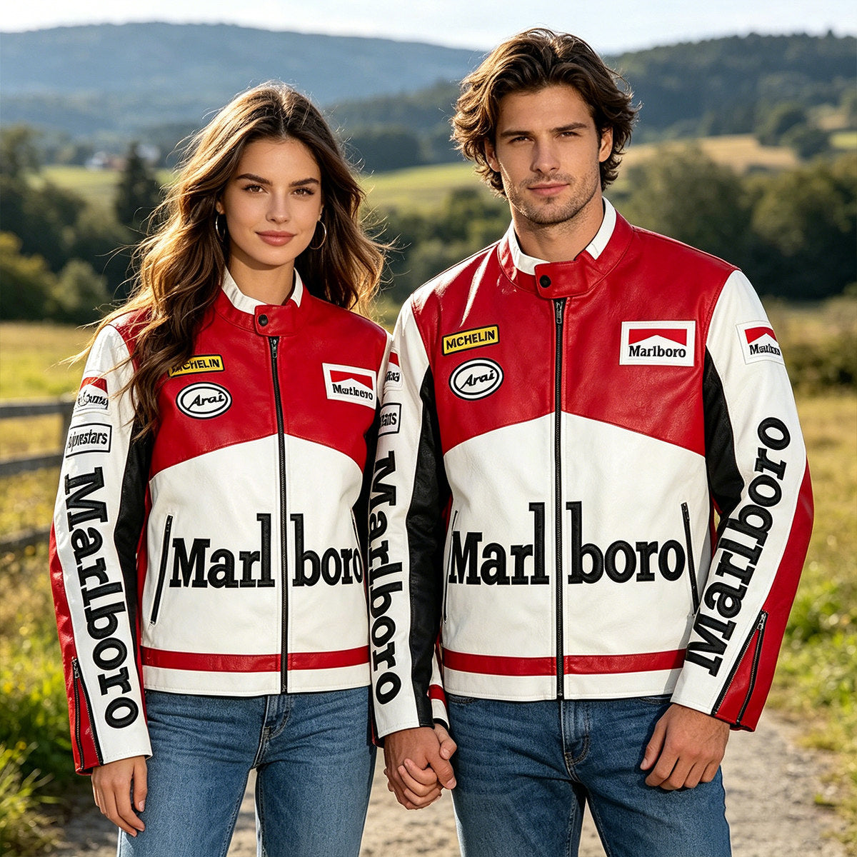 Racing-style leather moto jacket