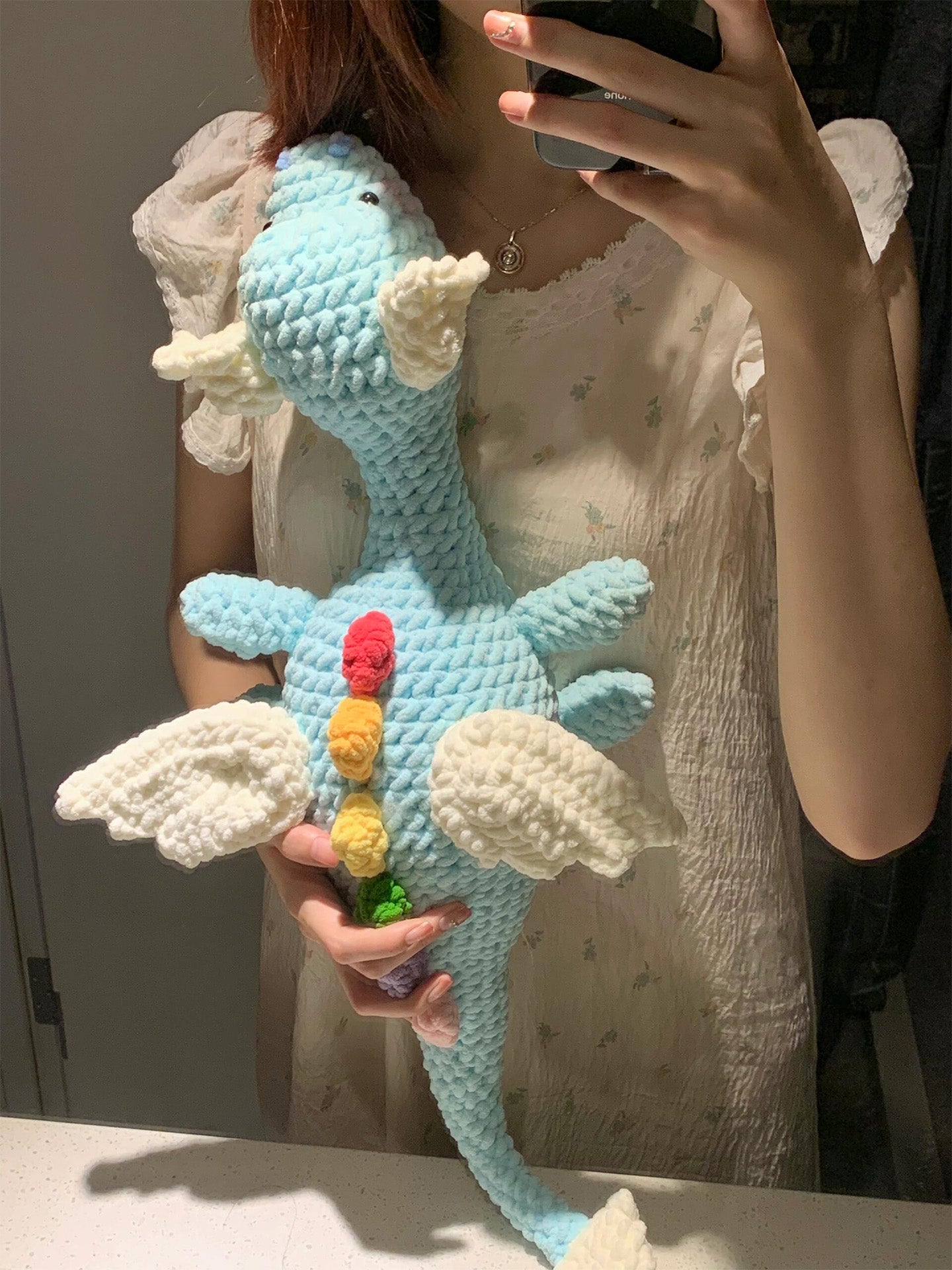 diy crocheted little milk dragon pillow