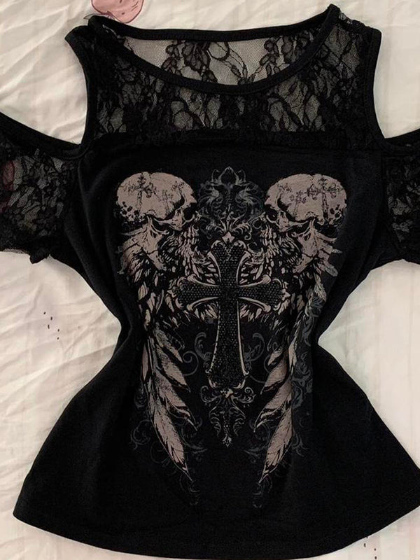goth design black lace top