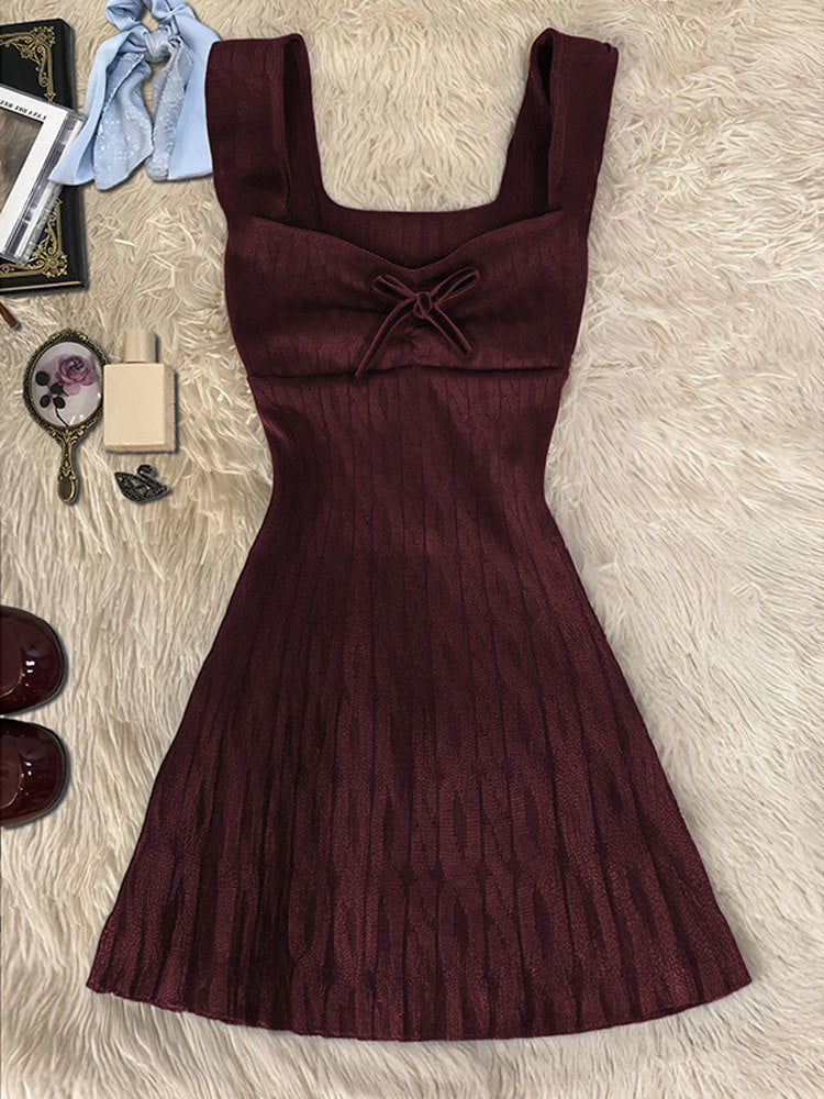 knit bow suspender dress