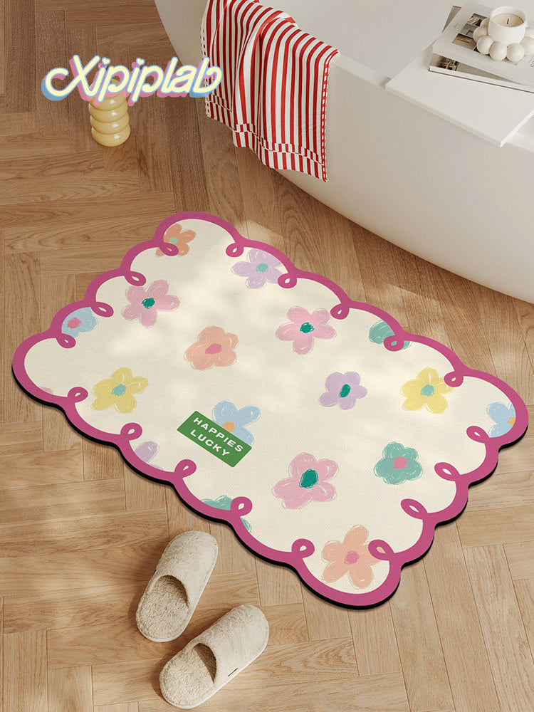 kawaii flowers household bathroom mat