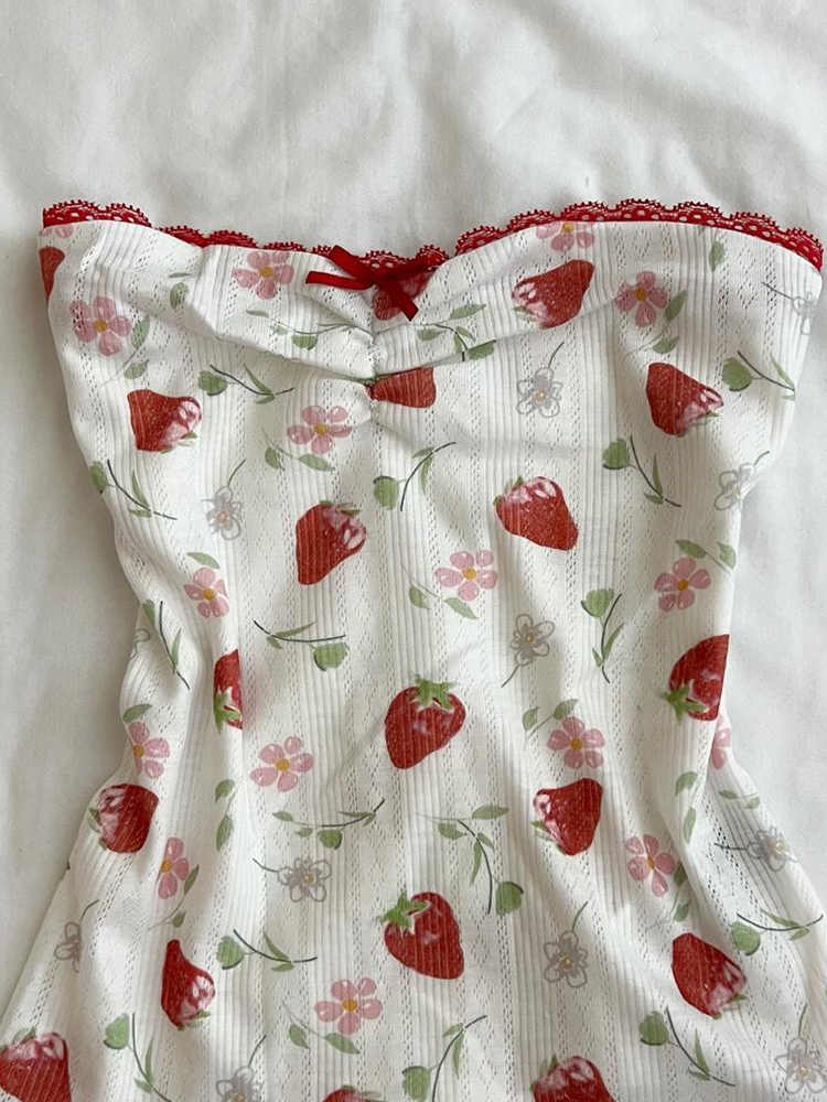 Retro Sweet Strawberry Crop Top