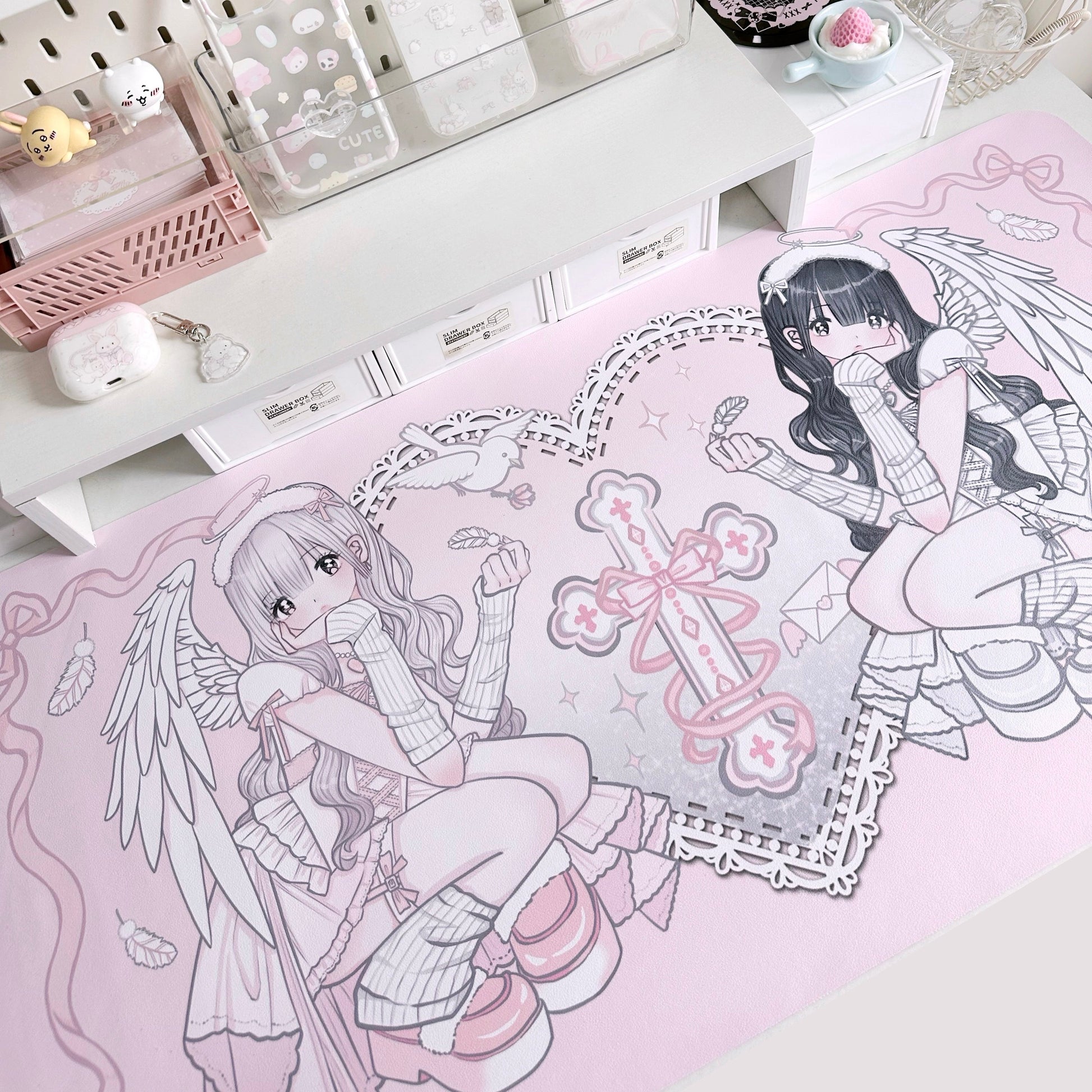 Angel Girl Leather Table Mat