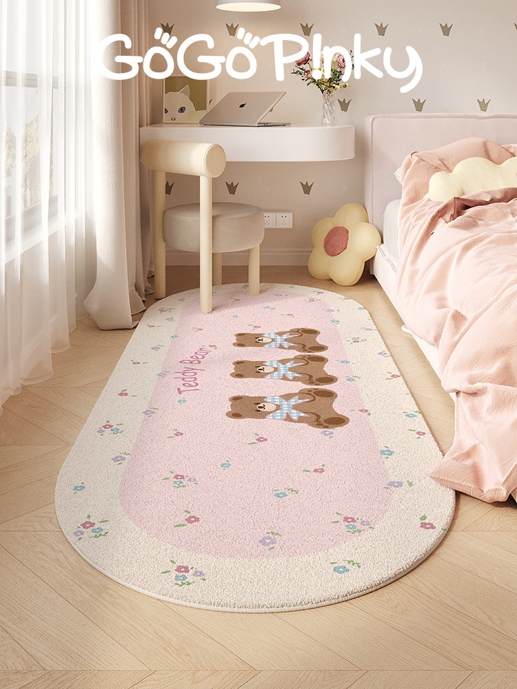 cute cartoon teddy bear plush foot mat