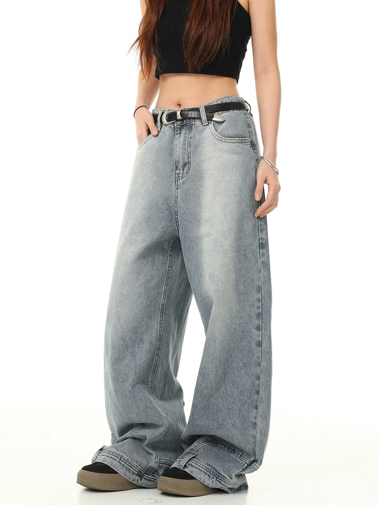 Y2K Retro Inverted Washed Baggy Jeans