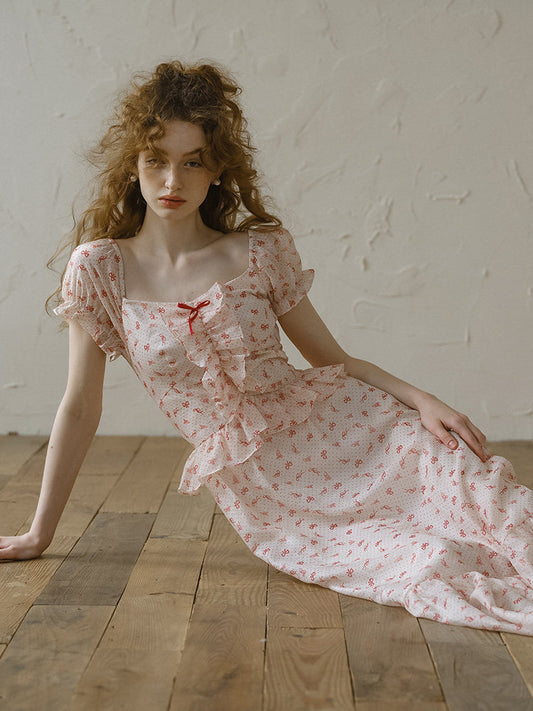 red polka dots ruffled dress