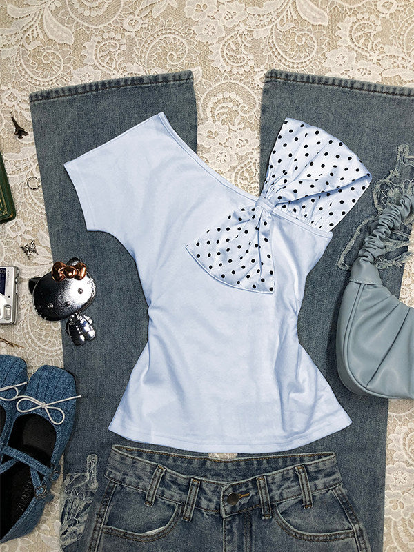 polka dots bow shirt