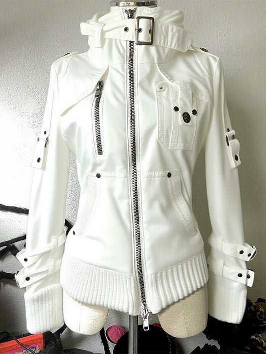 Retro Motorcycle Wear White Jacket