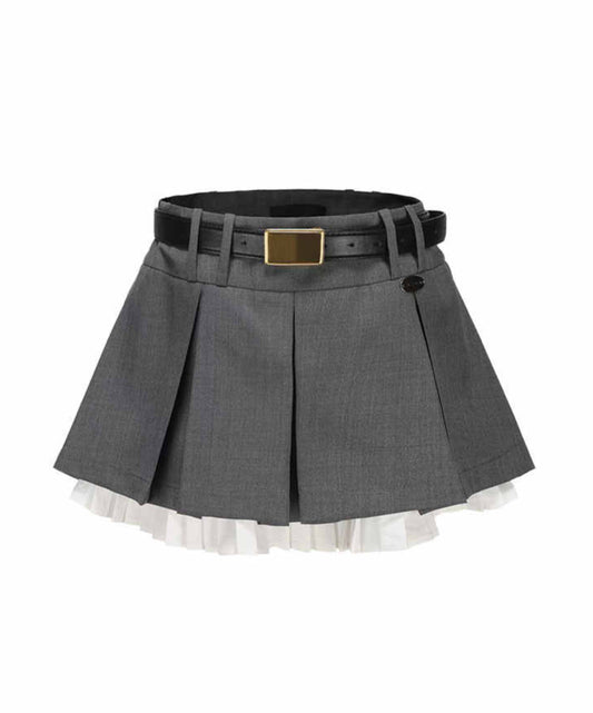 Preppy Gray Pleated Skirt