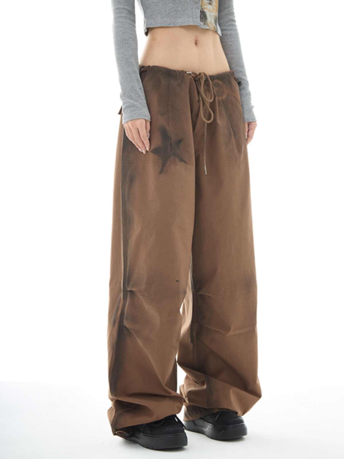 Y2K Star Girl Smudged Paratrooper Pants