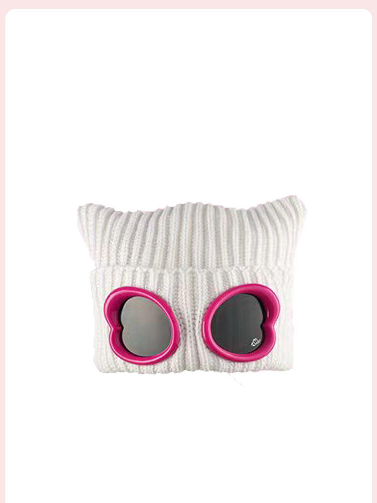 Y2K Goggles Cat Ears Flying Knitted Hat